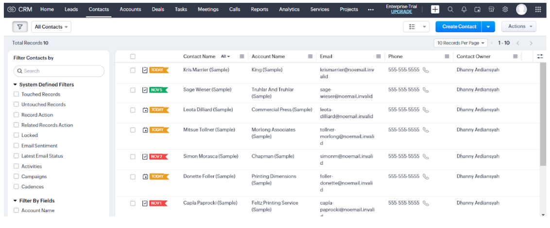 database kontak crm 